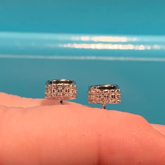 #126 Over 2 cttw Moissanite double row hidden halo earrings - Picture 5 of 6